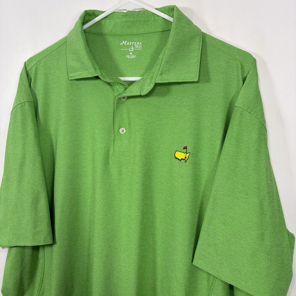 Masters Tech Golf Polo Shirt Mens XL Bright Green Performance Stretch Augusta